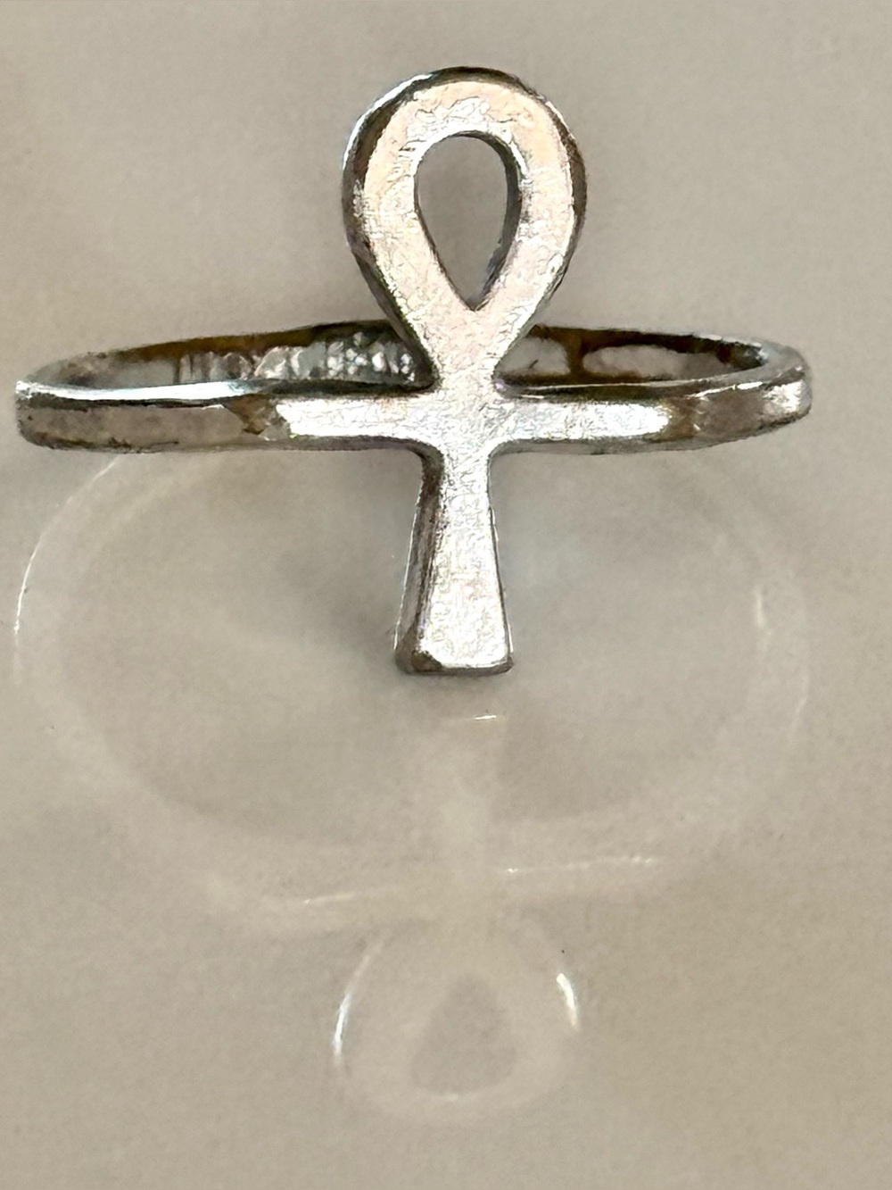 Vintage Egyptian Ankh Ring 18K H.G.E. Size 6 1/2